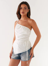 Joanne One Shouder Top - White