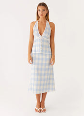 Esther Top - Blue Check Seersucker