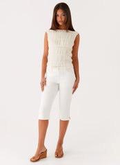 Rocco Denim Capri Pants - Off White