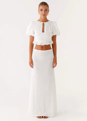 Megan Balloon Sleeve Top - White