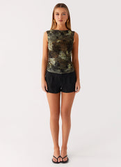Lux Tank Top - Cyber Floral
