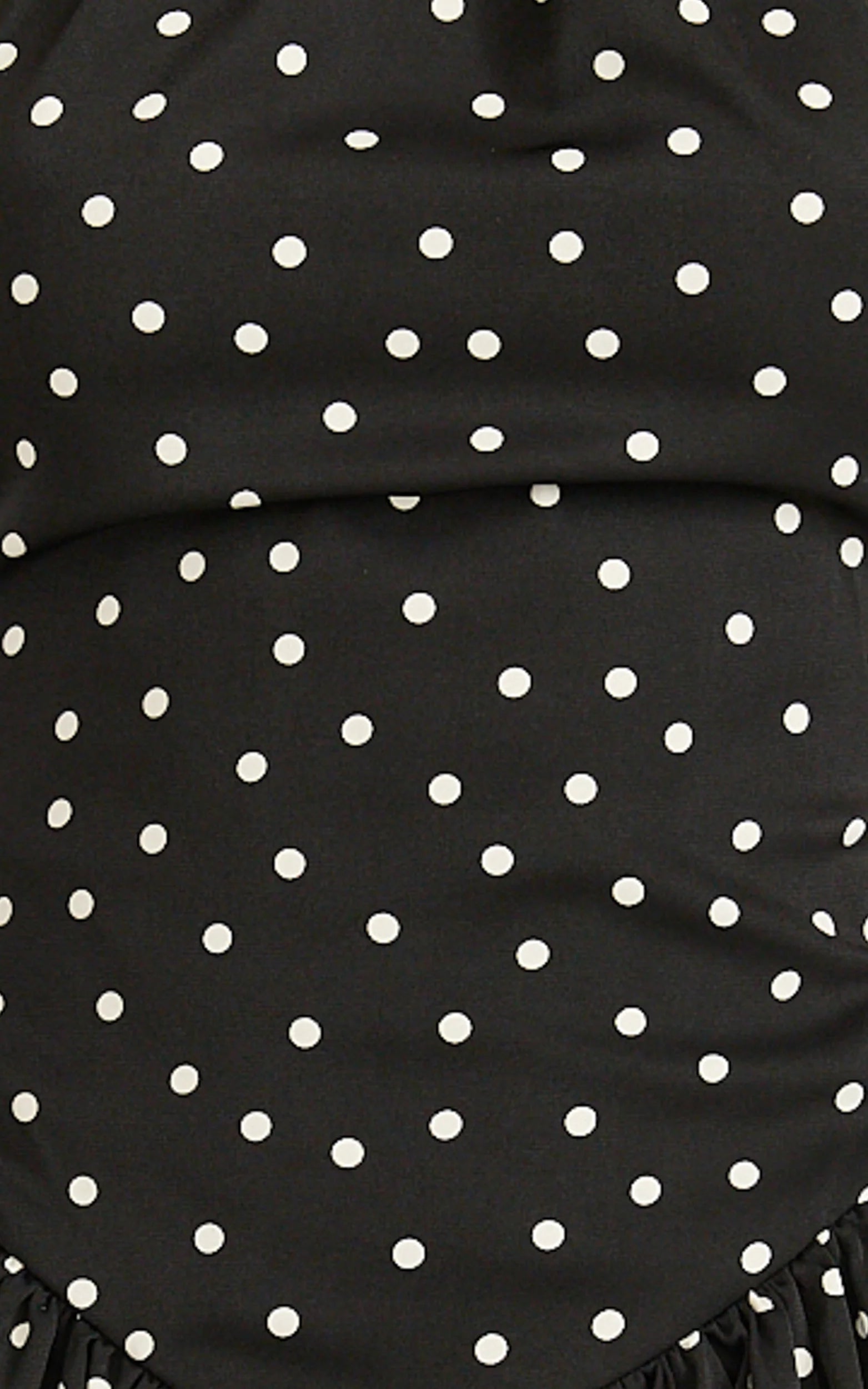 Ruby Mini Dress - Halter Neck Tie Drop V Waist Gathered Dress in Black Polka Dot Print