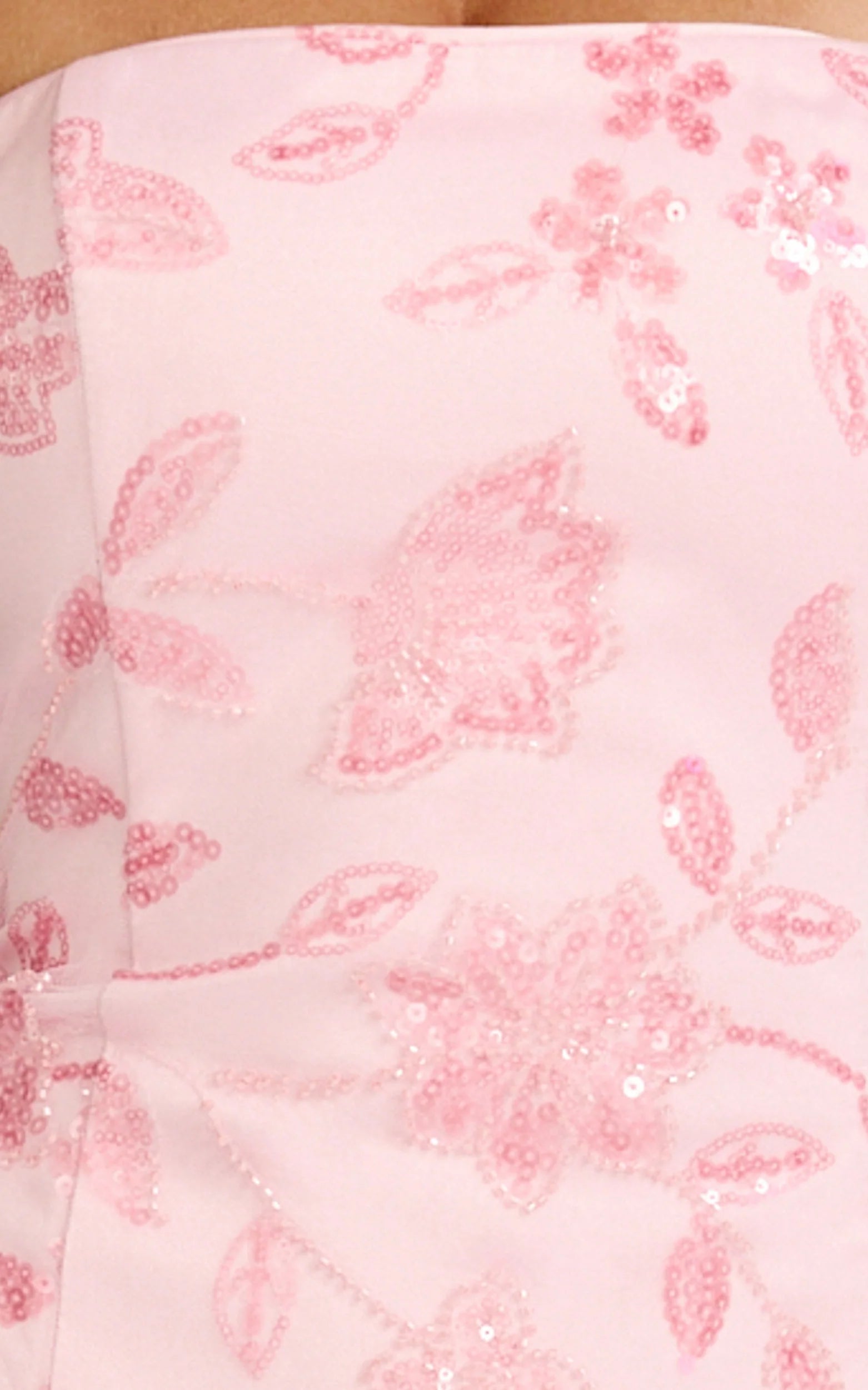 Electra Maxi Dress - Strapless Sequin Embellished Dress in Soft Pink