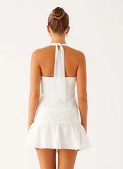 Lets Pretend Halterneck Top - White