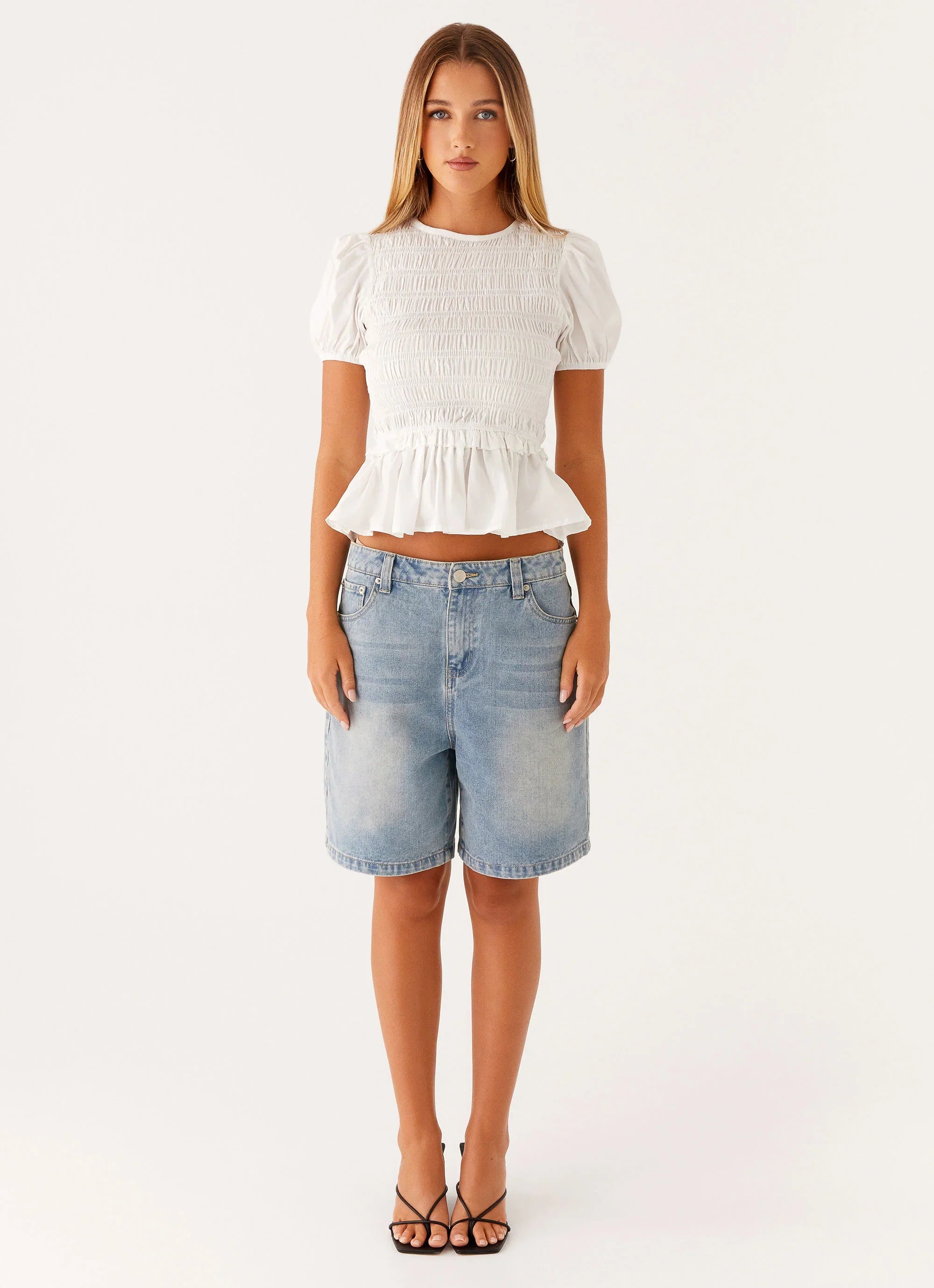 Izzy Shirred Top - White