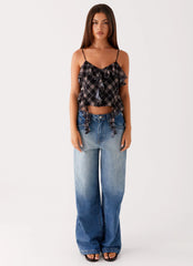 Jessie Cami Top - Taupe Check