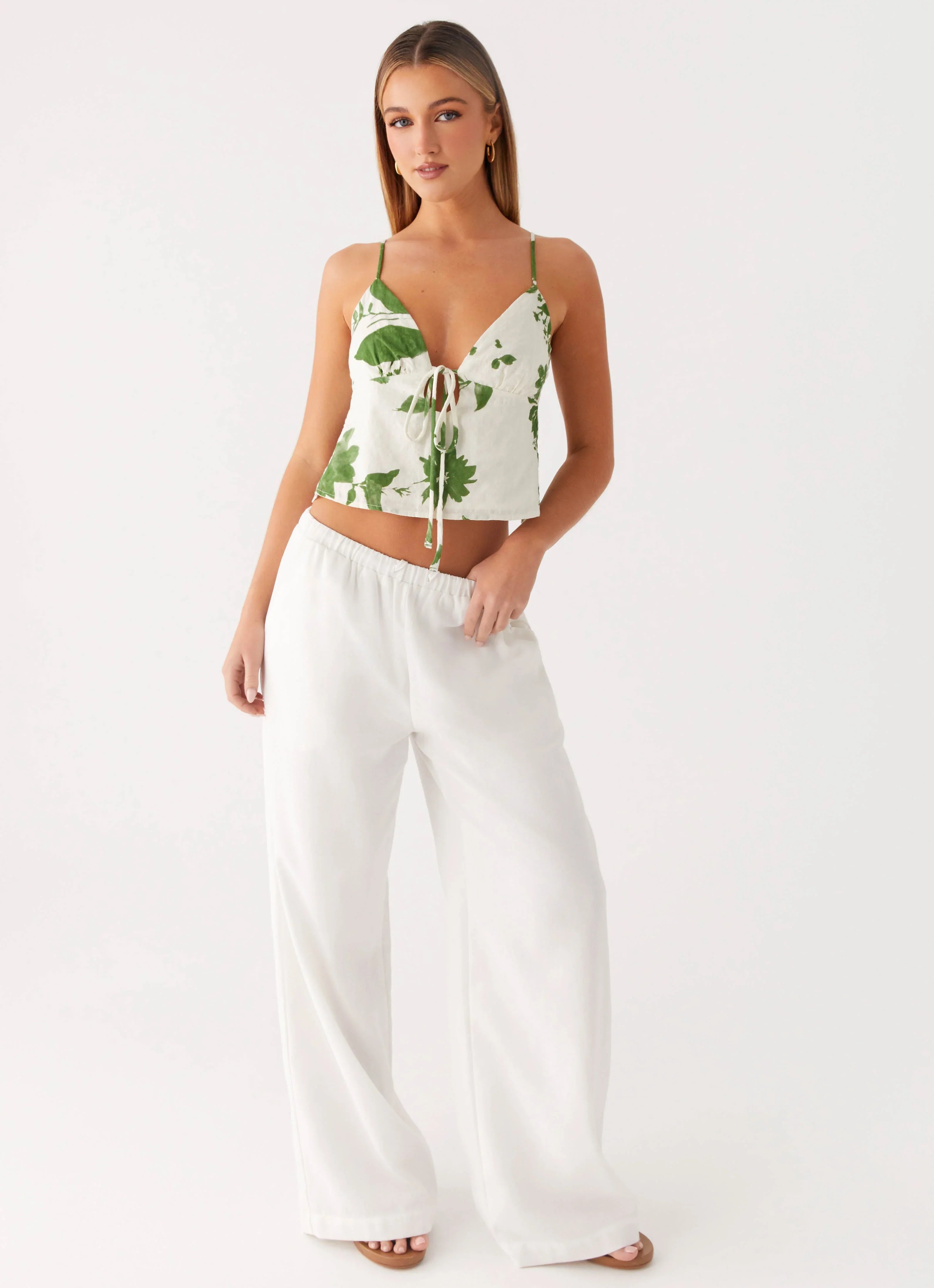 Faela Cotton Cami Top - Verdant Bloom