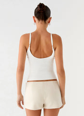 Candela Suede Low Rise Mini Shorts - Ivory