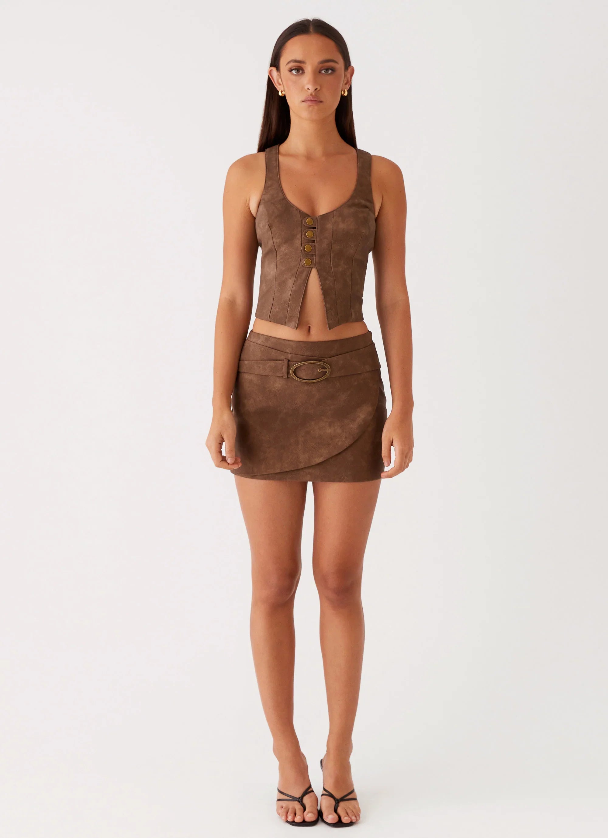 West District PU Top - Brown