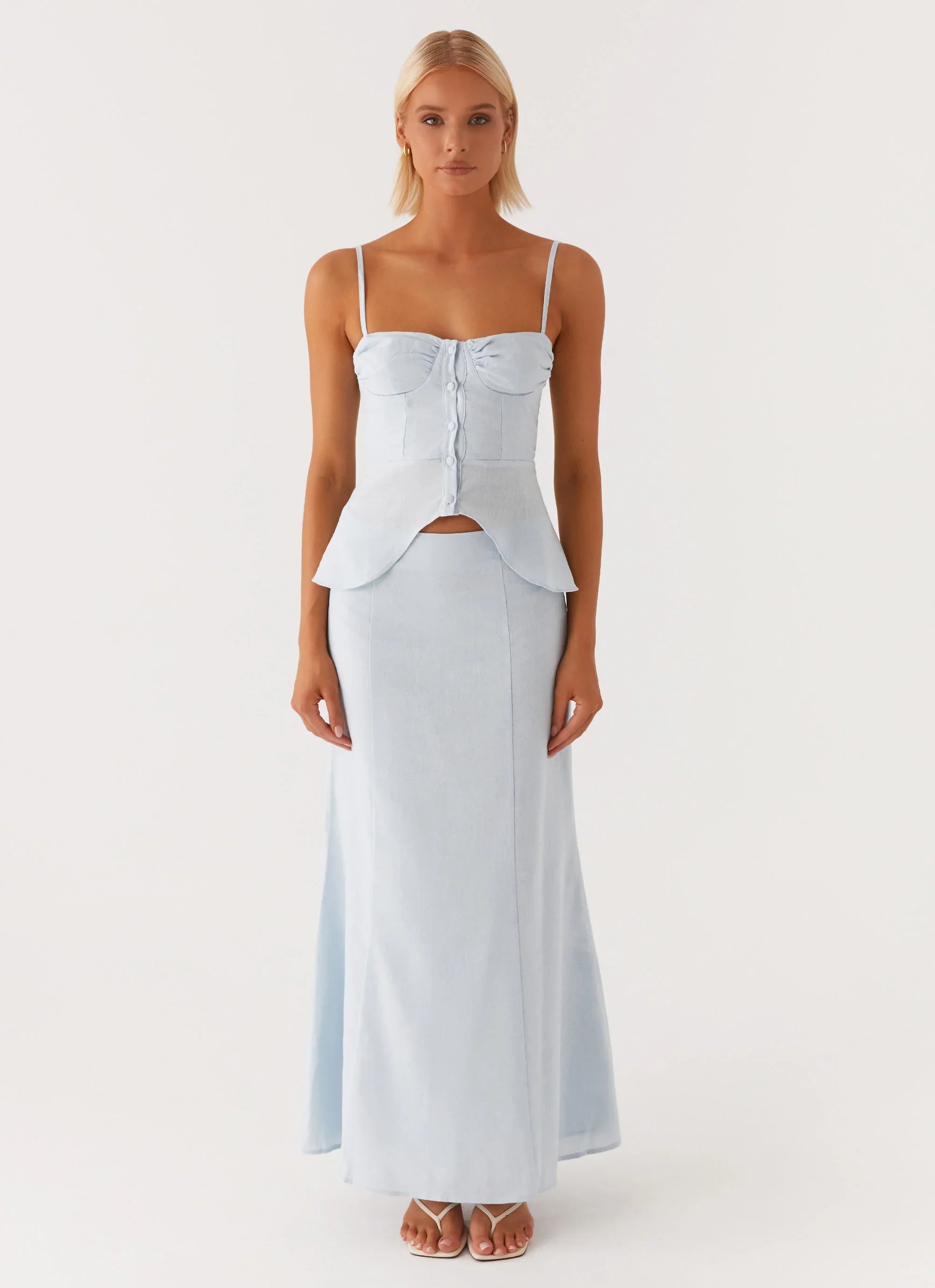 Keep Moving Gathered Bust Top - Blue