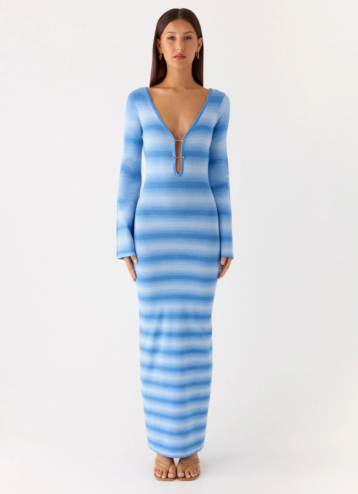 Late Night Calls Knit Maxi Dress - Cerulean