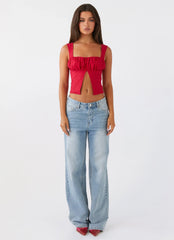 A Poet's Notes Linen Top - Red