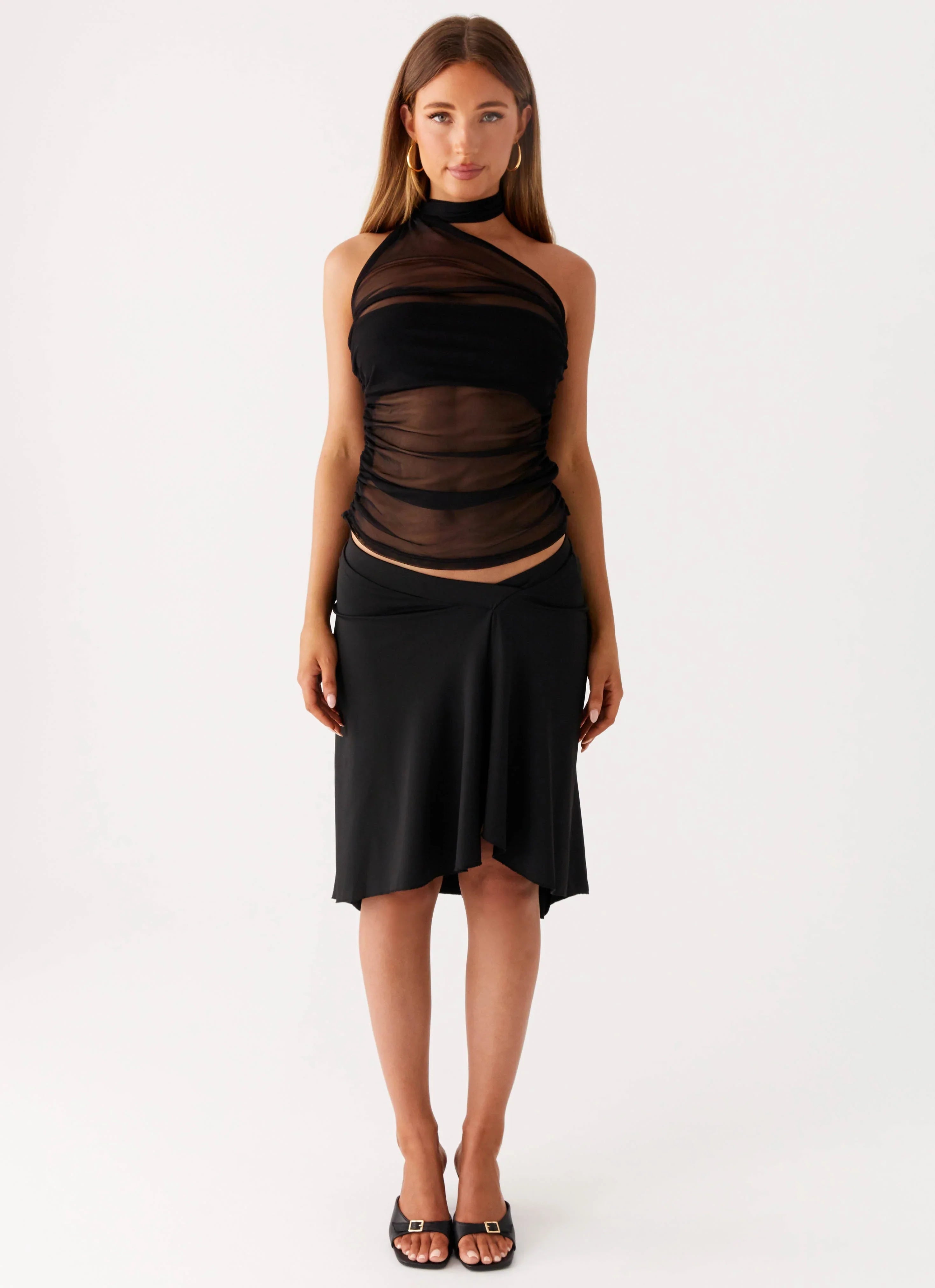 Ezzie Scarf Top - Black