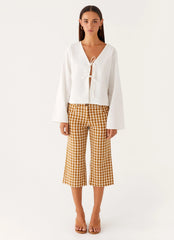 Isabelle Tie Front Top - White
